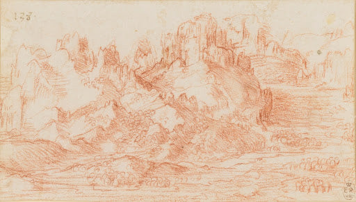 A Mountainous Landscape Poster | Leonardo da Vinci Art Print (1506)