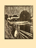 The Girls on the Bridge (Woodcut) Poster | Edvard Munch Art Print (1918)