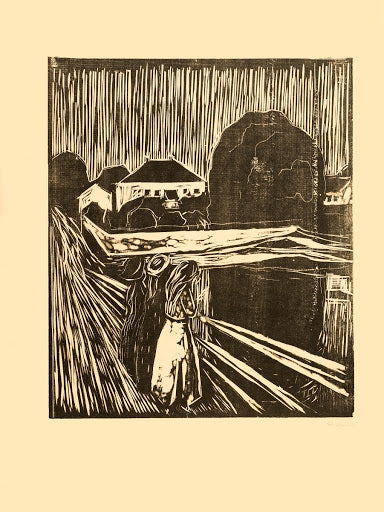 The Girls on the Bridge (Woodcut) Poster | Edvard Munch Art Print (1918)
