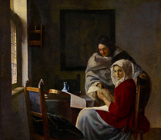 Girl Interrupted at Her Music Poster | Johannes Vermeer Art Print (1658)