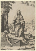 The Virgin Mourning the Dead Christ Poster | Marcantonio Raimondi after Raphael Art Print (1515)