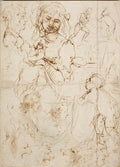 The Madonna and Child with the Infant Baptist, and Heads in Profile Poster | Leonardo da Vinci Art Print (1478)