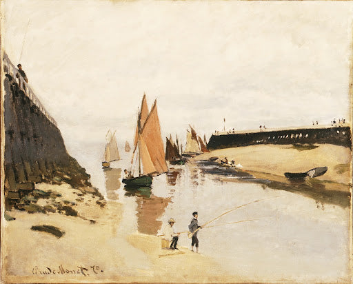Breakwater at Trouville, Low Tide Poster | Claude Monet Art Print (1870)
