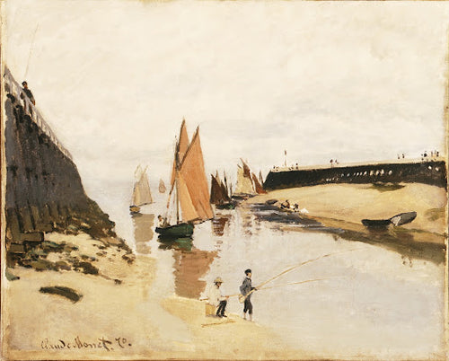 Breakwater at Trouville, Low Tide Poster | Claude Monet Art Print (1870)