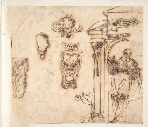 A Figure and Some Architectural Details Poster | Michelangelo Art Print