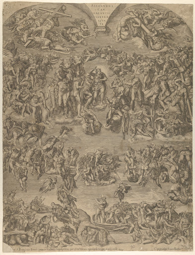 The Last Judgment (Bonasone Engraving) Poster | After Michelangelo Art Print (1546)