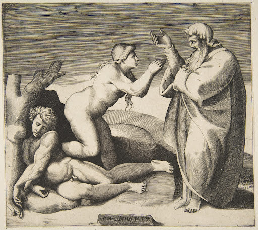 The Creation of Eve (Bonasone Engraving) Poster | After Michelangelo Art Print