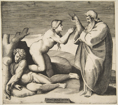 The Creation of Eve (Bonasone Engraving) Poster | After Michelangelo Art Print