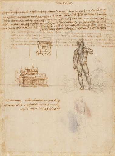 A Palazzo, and a Fountain of Neptune Poster | Leonardo da Vinci Art Print (1508)