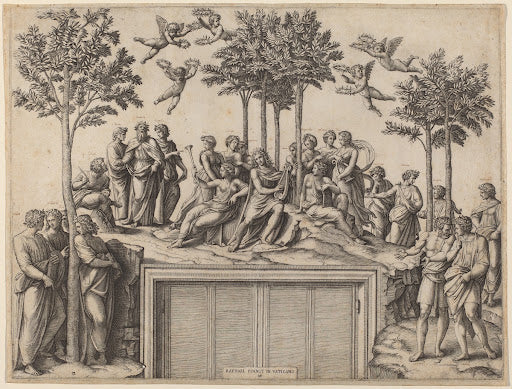 Apollo on Parnassus Poster | Marcantonio Raimondi after Raphael Art Print (1515)