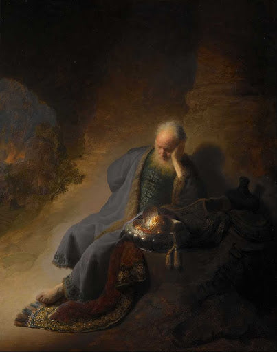 Jeremiah Lamenting the Destruction of Jerusalem Poster | Rembrandt van Rijn Art Print (1630)