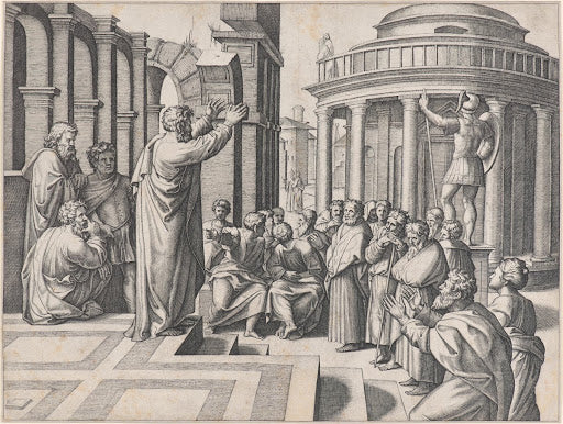 Saint Paul Preaching in Athens Poster | Marcantonio Raimondi after Raphael Art Print (1515)