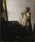 Woman with a Pearl Necklace Poster | Johannes Vermeer Art Print (1663)