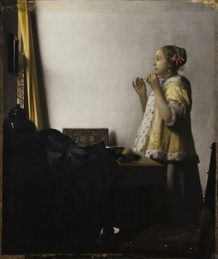 Woman with a Pearl Necklace Poster | Johannes Vermeer Art Print (1663)