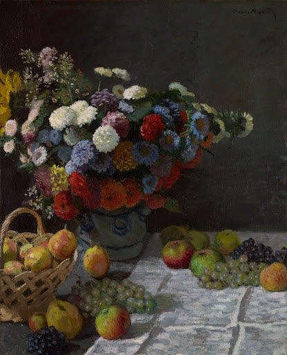 Still Life with Flowers and Fruit Poster | Claude Monet Art Print (1869)