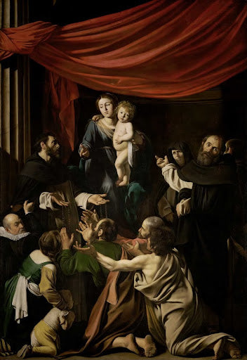 Madonna of the Rosary Poster | Caravaggio Art Print (1607)