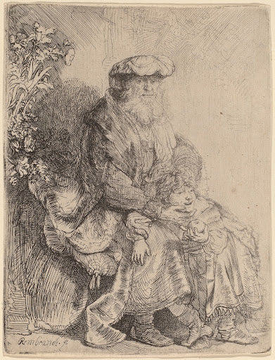 Abraham Caressing Isaac Poster | Rembrandt van Rijn Art Print (1637)