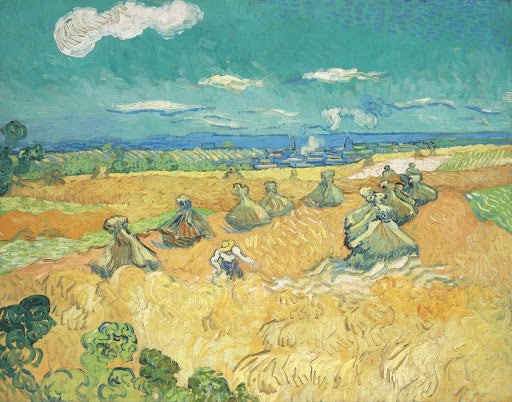 Wheat Fields with Reaper, Auvers Poster | Vincent van Gogh Art Print (1890)