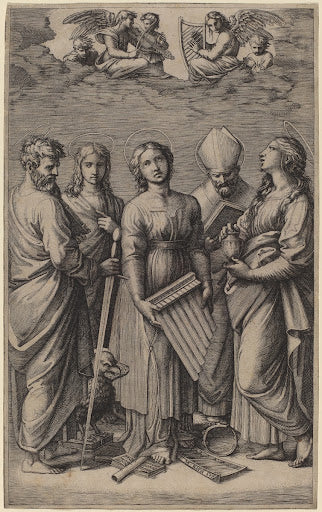 Saint Cecilia Poster | Marcantonio Raimondi after Raphael Art Print (1515)