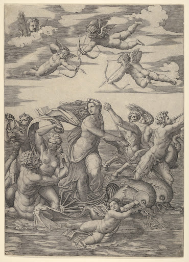 The Triumph of Galatea Poster | Marcantonio Raimondi after Raphael Art Print (1515)