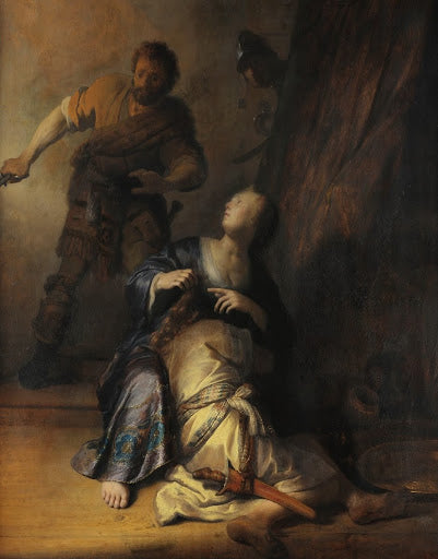 Samson and Delilah Poster | Rembrandt van Rijn Art Print (1628)