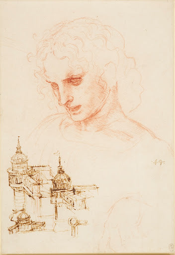The Head of St James, and Architectural Sketches Poster | Leonardo da Vinci Art Print (1495)