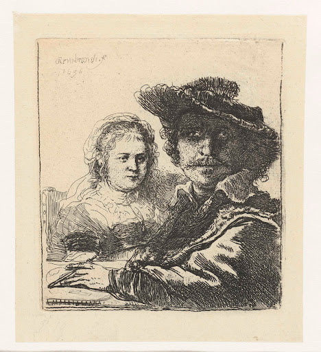 Self-Portrait with Saskia Poster | Rembrandt van Rijn Art Print (1636)