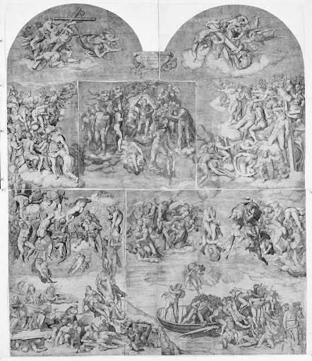 The Last Judgment (della Casa Engraving) Poster | After Michelangelo Art Print (1548)