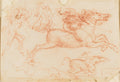 Galloping and Kicking Horses, and a Foot Soldier Poster | Leonardo da Vinci Art Print (1503)