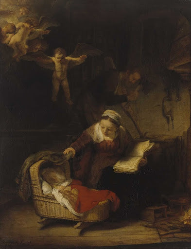 The Holy Family with Angels Poster | Rembrandt van Rijn Art Print (1645)