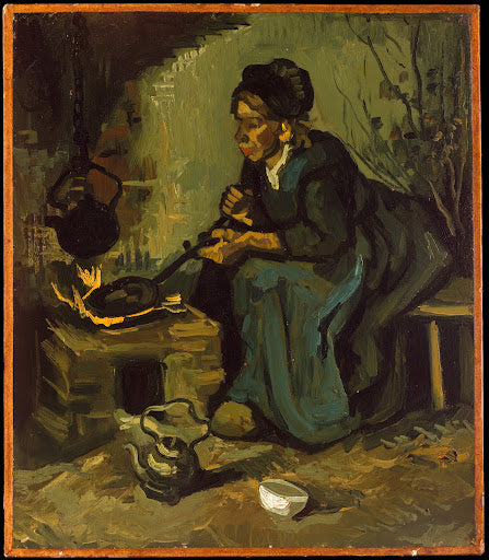 Peasant Woman Cooking by a Fireplace Poster | Vincent van Gogh Art Print (1885)
