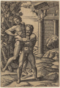 Hercules and Antaeus Poster | Marcantonio Raimondi after Raphael Art Print (1520)