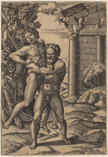 Hercules and Antaeus Poster | Marcantonio Raimondi after Raphael Art Print (1520)