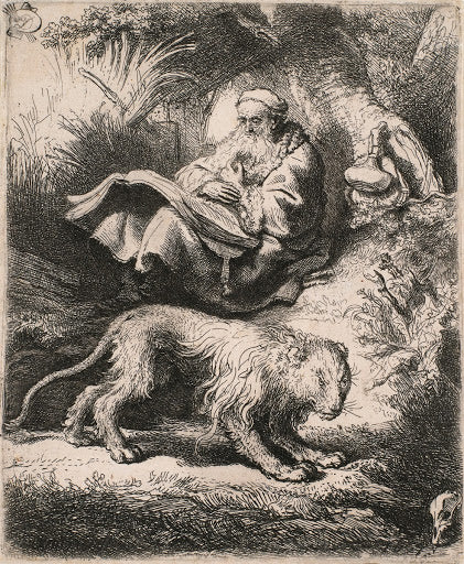 St Jerome Reading in the Wilderness Poster | Rembrandt van Rijn Art Print (1634)