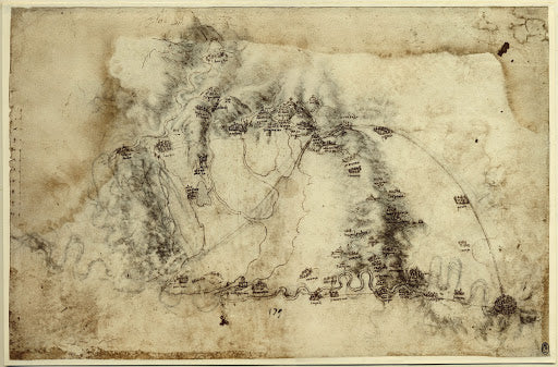 Map of North-West Tuscany and the Arno Canal Poster | Leonardo da Vinci Art Print (1503)