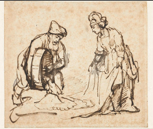 Boaz and Ruth Poster | Rembrandt van Rijn Art Print (1645)