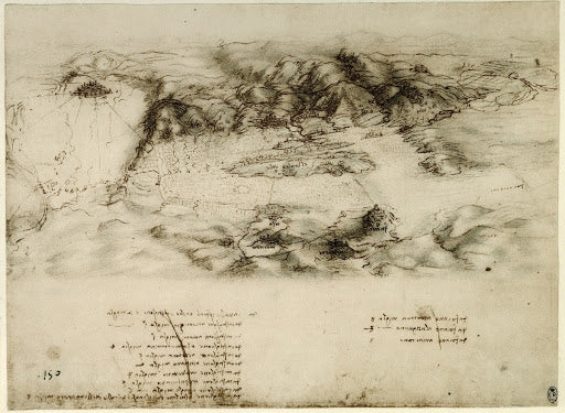 Bird's-Eye View of Arezzo and the Val di Chiana Poster | Leonardo da Vinci Art Print (1502)