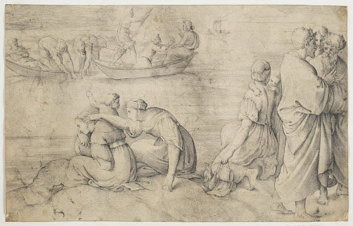 The Miraculous Draught of Fishes (Engraving) Poster | Battista Franco after Raphael Art Print