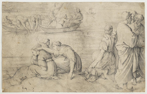 The Miraculous Draught of Fishes (Engraving) Poster | Battista Franco after Raphael Art Print