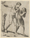 Adam and Eve Expelled from Paradise (Raimondi Engraving) Poster | After Michelangelo Art Print (1515)