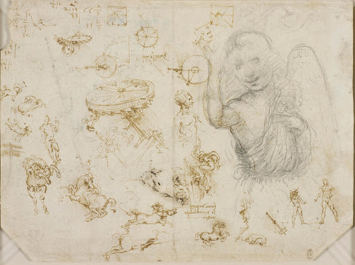 Horses, Soldiers, Mechanics and the Angel of the Annunciation Poster | Leonardo da Vinci Art Print (1503)