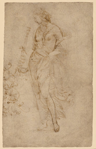 Female Figure with a Flute Poster | Raphael Art Print (1504)