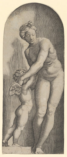 Venus and Cupid in a Niche Poster | Marcantonio Raimondi after Raphael Art Print