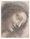 The Head of the Virgin in Three-Quarter View Facing Right Poster | Leonardo da Vinci Art Print (1510)