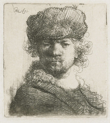 Self-Portrait in a Heavy Fur Cap Poster | Rembrandt van Rijn Art Print (1631)