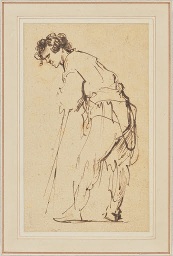 Young Man Leaning on a Stick Poster | Rembrandt van Rijn Art Print (1629)