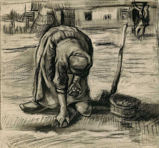Peasant Woman Planting Potatoes Poster | Vincent van Gogh Art Print (1885)