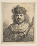Self-Portrait with Raised Sabre Poster | Rembrandt van Rijn Art Print (1634)