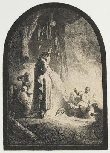 The Raising of Lazarus (Larger Plate) Poster | Rembrandt van Rijn Art Print (1632)