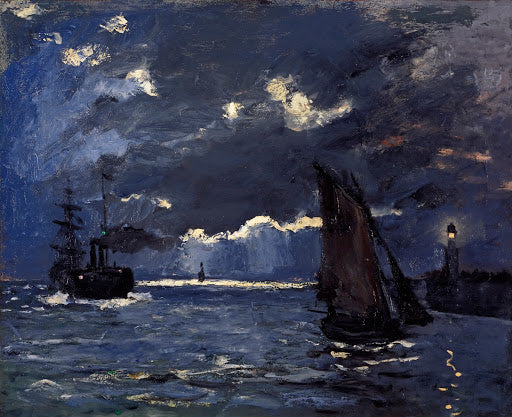 A Seascape, Shipping by Moonlight Poster | Claude Monet Art Print (1864)